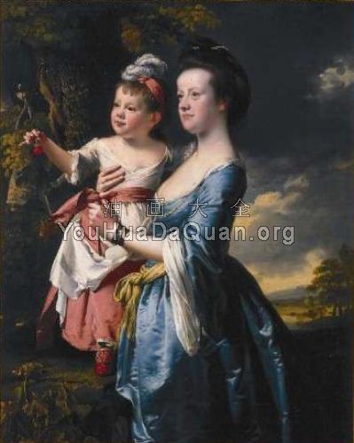Portrait of Sarah Carver and her daughter Sarah - 约瑟夫·怀特·德比